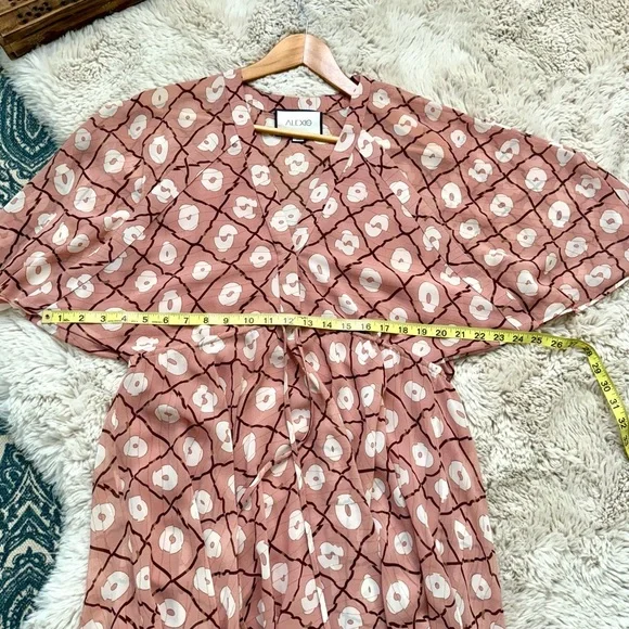 Revolve ALEXIS VENLA PINK MEDALLION HANDKERCHIEF HEM MIDI BOHO DRESS S - Picture 12 of 15